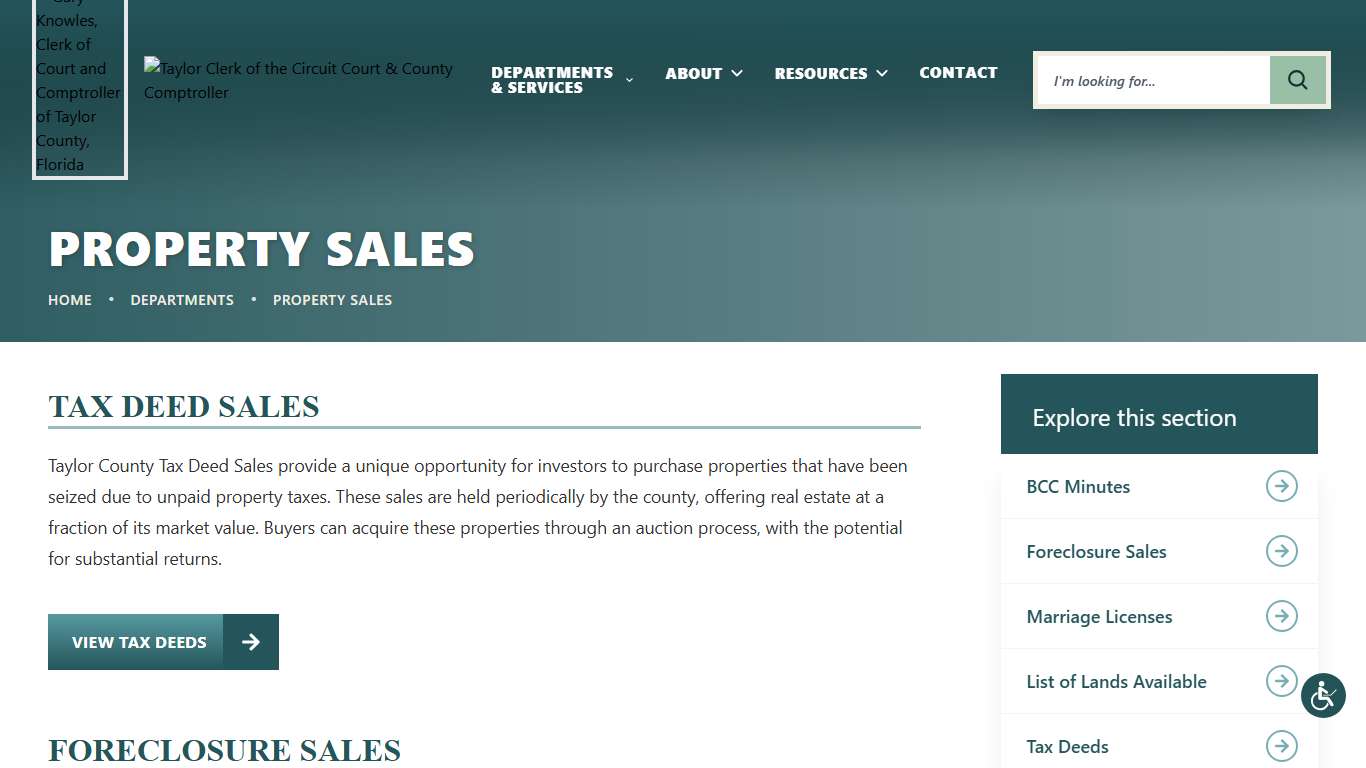 Property Sales Taylor Clerk of the Circuit Court & County Comptroller