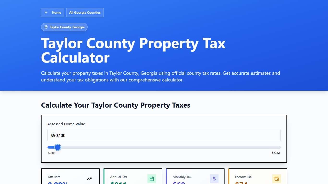 Taylor County, GA Property Tax Calculator 2025-2026